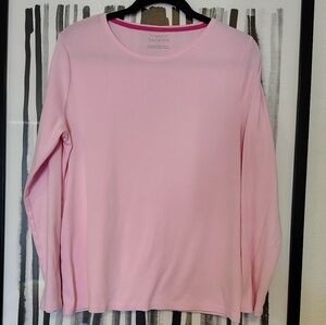 Talbots Women's Pink Long-Sleeve Crewneck Top